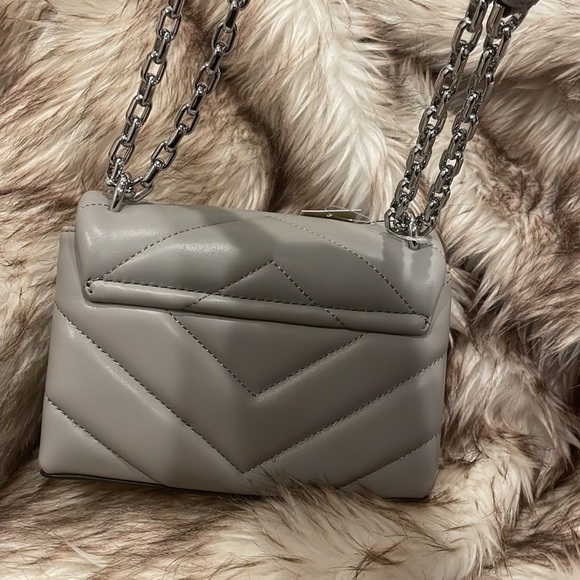 NEW NWT | Michael Kors CECE XS CHAIN CROSSBODY Gray Leather Shoulder Bag Purse - Picture 6 of 9